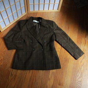 Valerie Stevens Petite Plaid Print Blazer Jacket